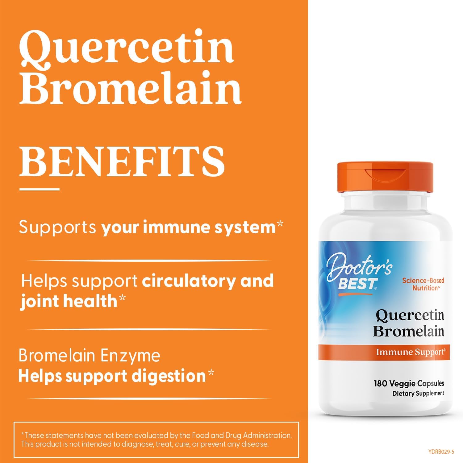 Doctor's Best Quercetin Bromelain, Immunity Support Capsule, Heart, Joint & Healthy Respiratory System, Non-GMO, Vegan, Gluten Free, Soy Free,180 VC - PrimeBioHealth - canada supplements