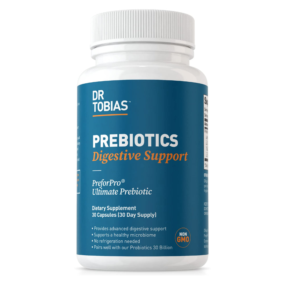 Dr. Tobias Prebiotics, Supports Digestion & Gut Health, Feed Good Probiotic Bacteria, Boost Gut Immune Function, Vegan & Non-GMO Gut Health Supplements for Men and Women - PrimeBioHealth - canada supplements