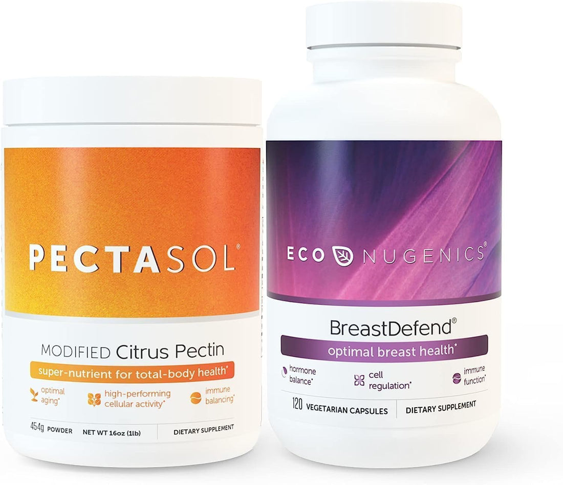 EcoNugenics Promotes Breast Health & Cellular Support - BreastDefend 120 Capsules + PectaSol-C Modified Citrus Pectin 454 Grams Bundle - PrimeBioHealth - canada supplements