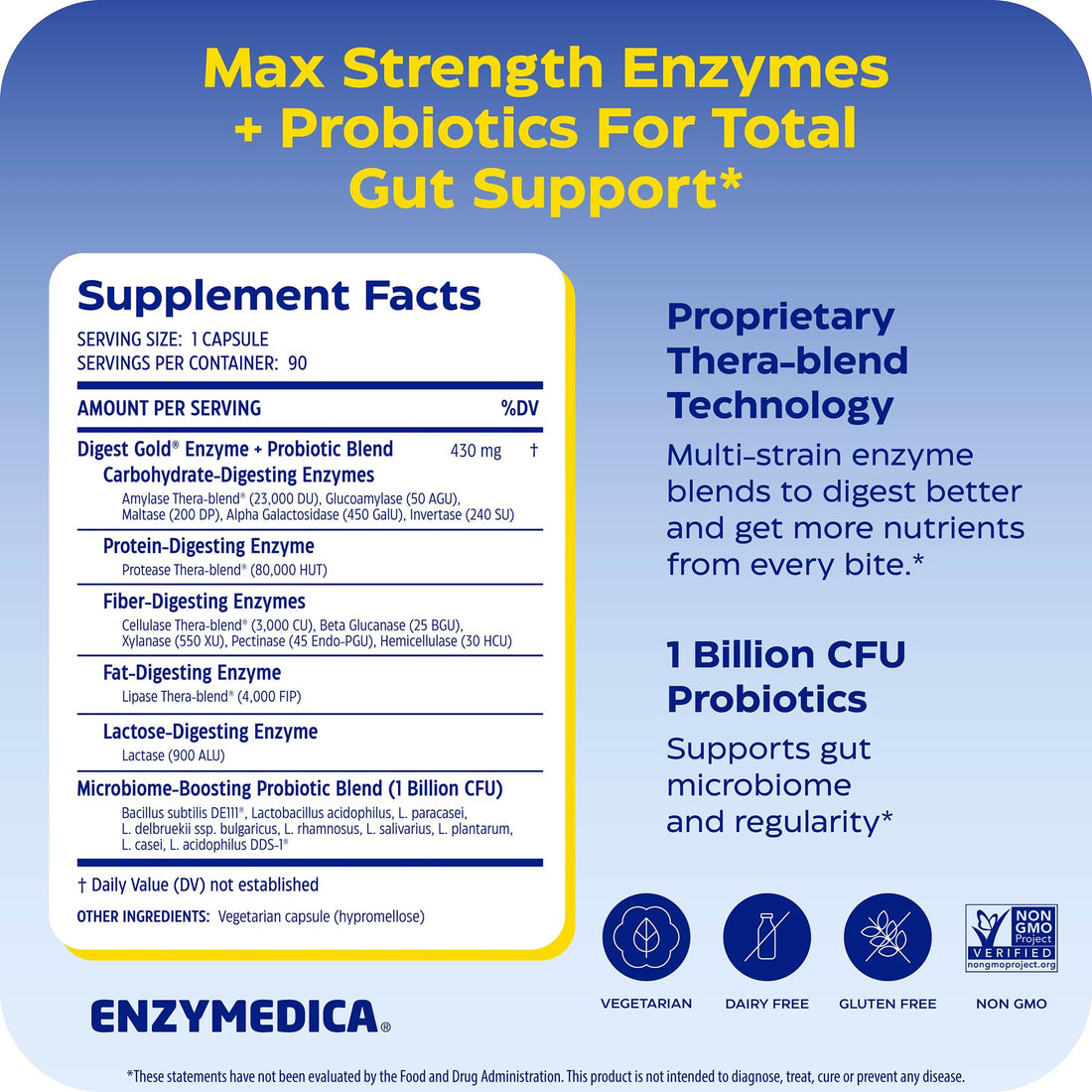 Enzymedica Digest Gold + Probiotics - Digestive Enzyme Supplement for Women & Men, Enzyme and Probiotic Capsules for Digestion, Gut Health Support, - PrimeBioHealth - canada supplements