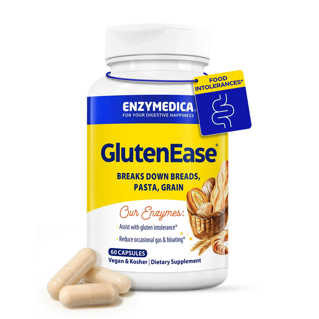 Enzymedica GlutenEase - Digestive Enzyme Supplement for Women & Men, Gluten & Casein Sensitivity Support, Enzymes for Digestion & Gut Health - PrimeBioHealth - canada supplements