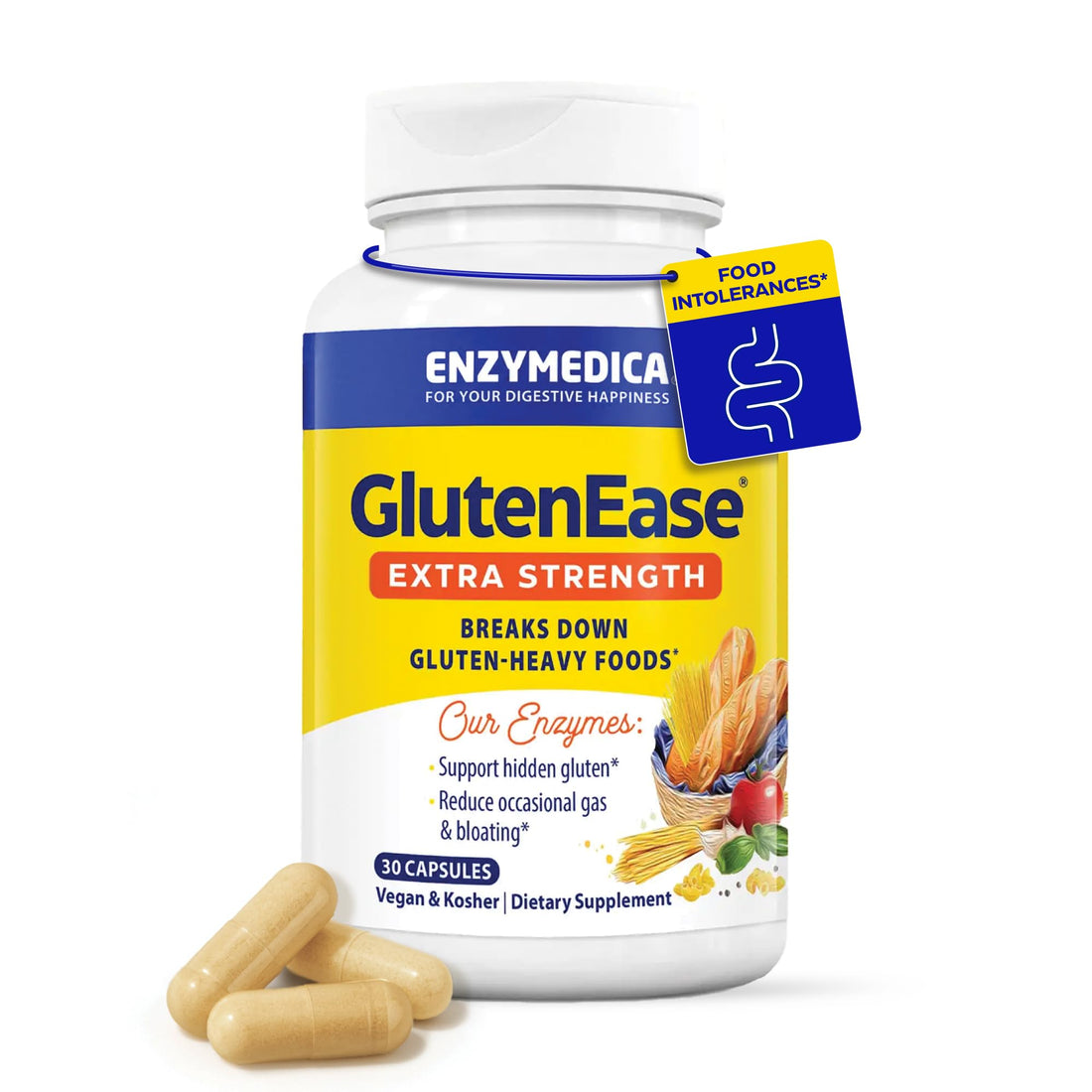 Enzymedica - GlutenEase Extra Strength, Complete Gluten & Casein Formula with Digestive Enzymes + DPP-IV, 30 Capsules - PrimeBioHealth - canada supplements