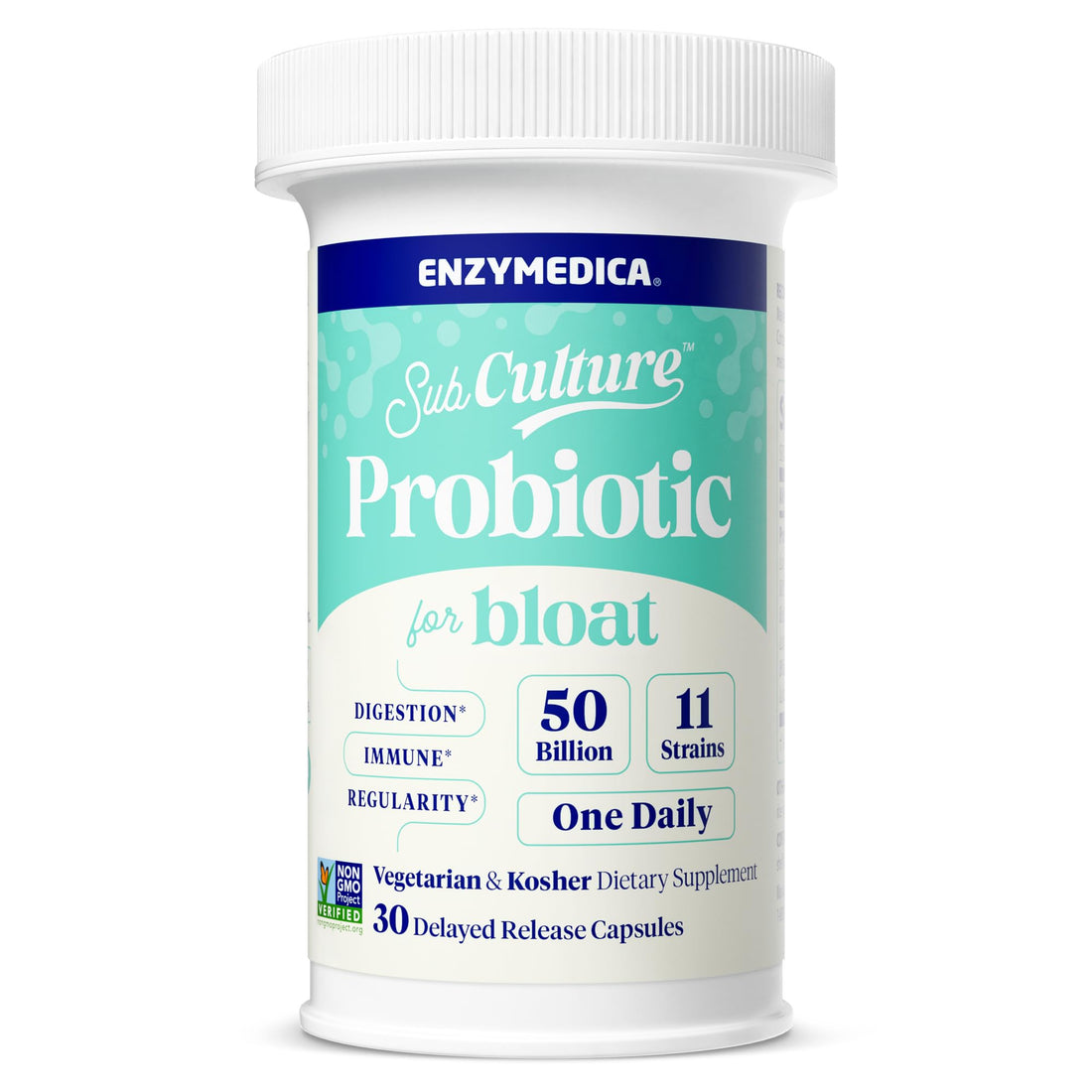 Enzymedica SubCulture Probiotic for Bloat & Digestive Health - Probiotic Supplement Capsules for Women & Men, 50 Billion CFU, Gut Health Support for Adults, - PrimeBioHealth - canada supplements