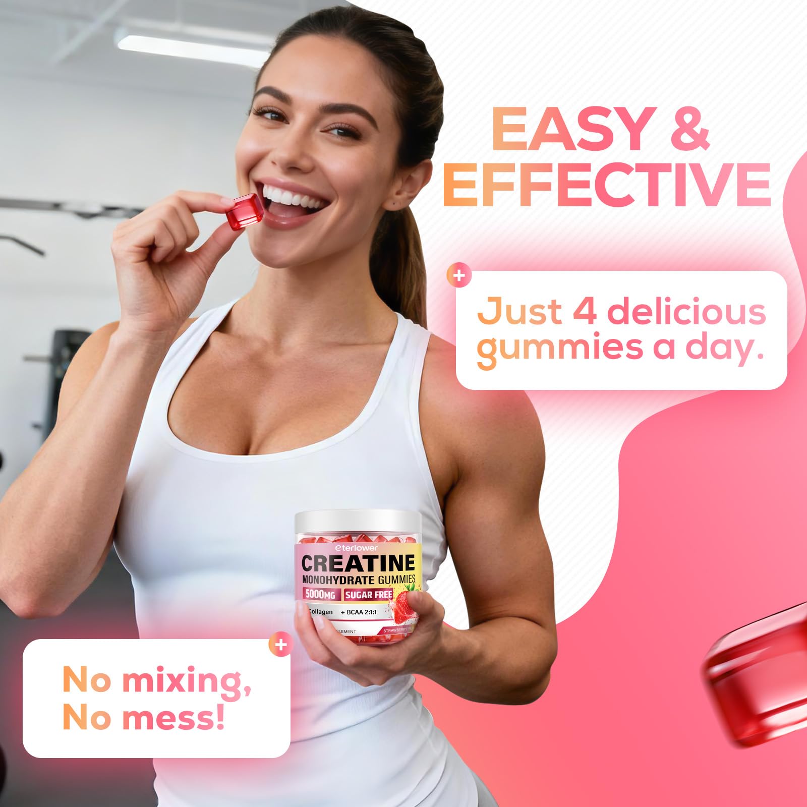 eterlower Creatine Monohydrate Gummies, 5g Creatine Gummies for Women & Men.Pre-Workout & Muscle Growth Support, - PrimeBioHealth - canada supplements