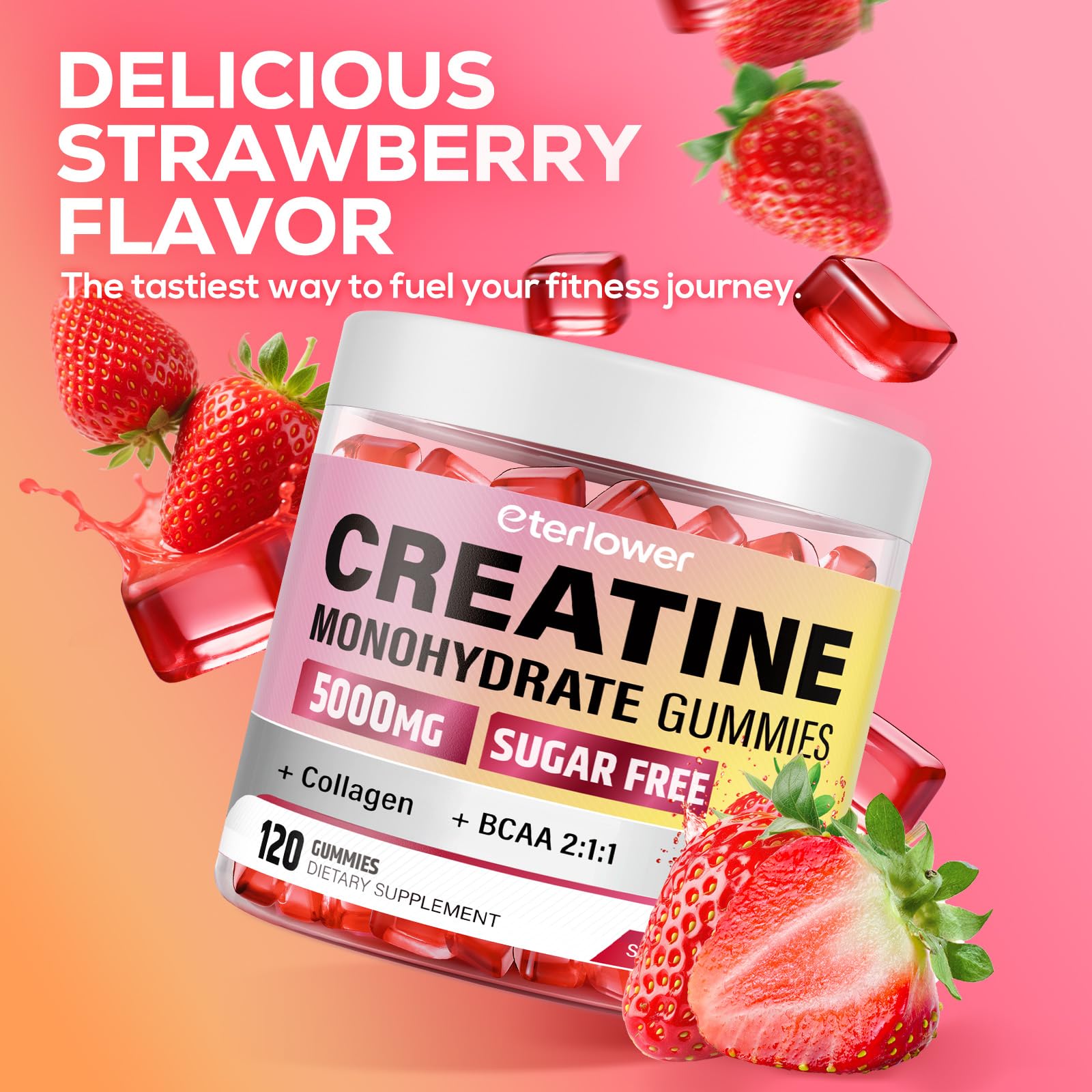 eterlower Creatine Monohydrate Gummies, 5g Creatine Gummies for Women & Men.Pre-Workout & Muscle Growth Support, - PrimeBioHealth - canada supplements