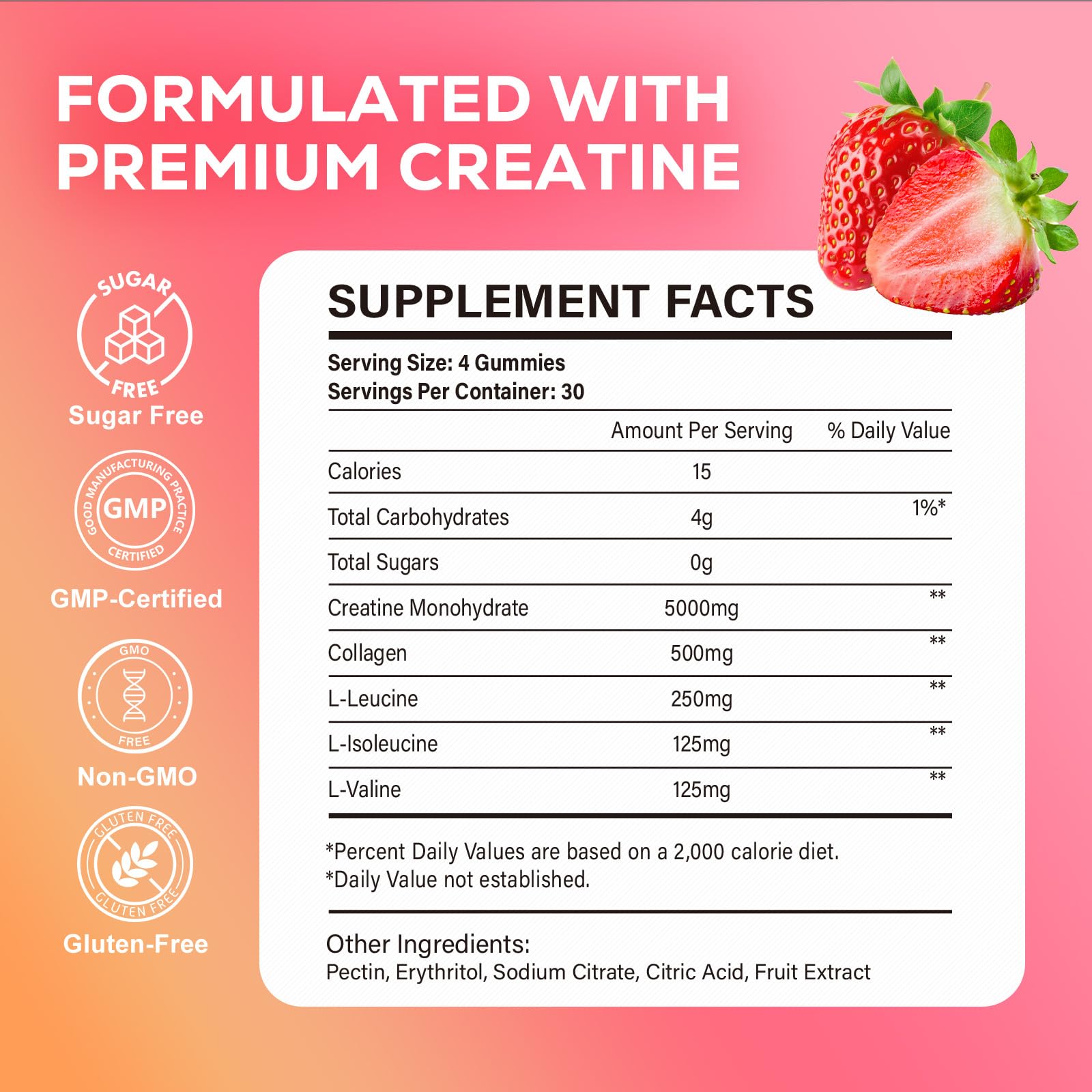 eterlower Creatine Monohydrate Gummies, 5g Creatine Gummies for Women & Men.Pre-Workout & Muscle Growth Support, - PrimeBioHealth - canada supplements