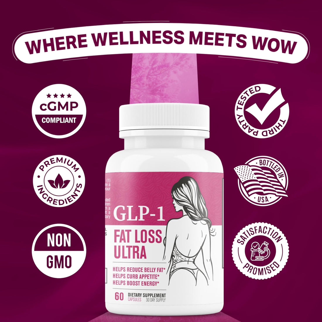 Fat Loss Ultra Appetite Suppressant & for Women | Supports Healthy Pathways Associated with Activity | 3rd Party Tested Supplement - 60 Capsules for Adults - PrimeBioHealth - canada supplements