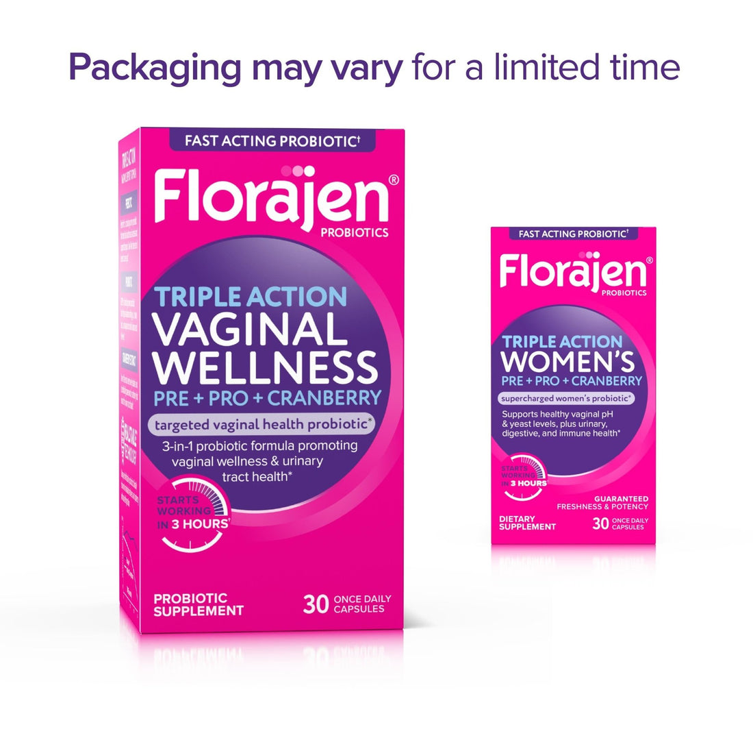 Florajen Women’s Triple-Action Probiotic, Prebiotic + Probiotic + Cranberry for Vaginal, Digestive, & Immune Support - Fast-Acting - PrimeBioHealth - canada supplements