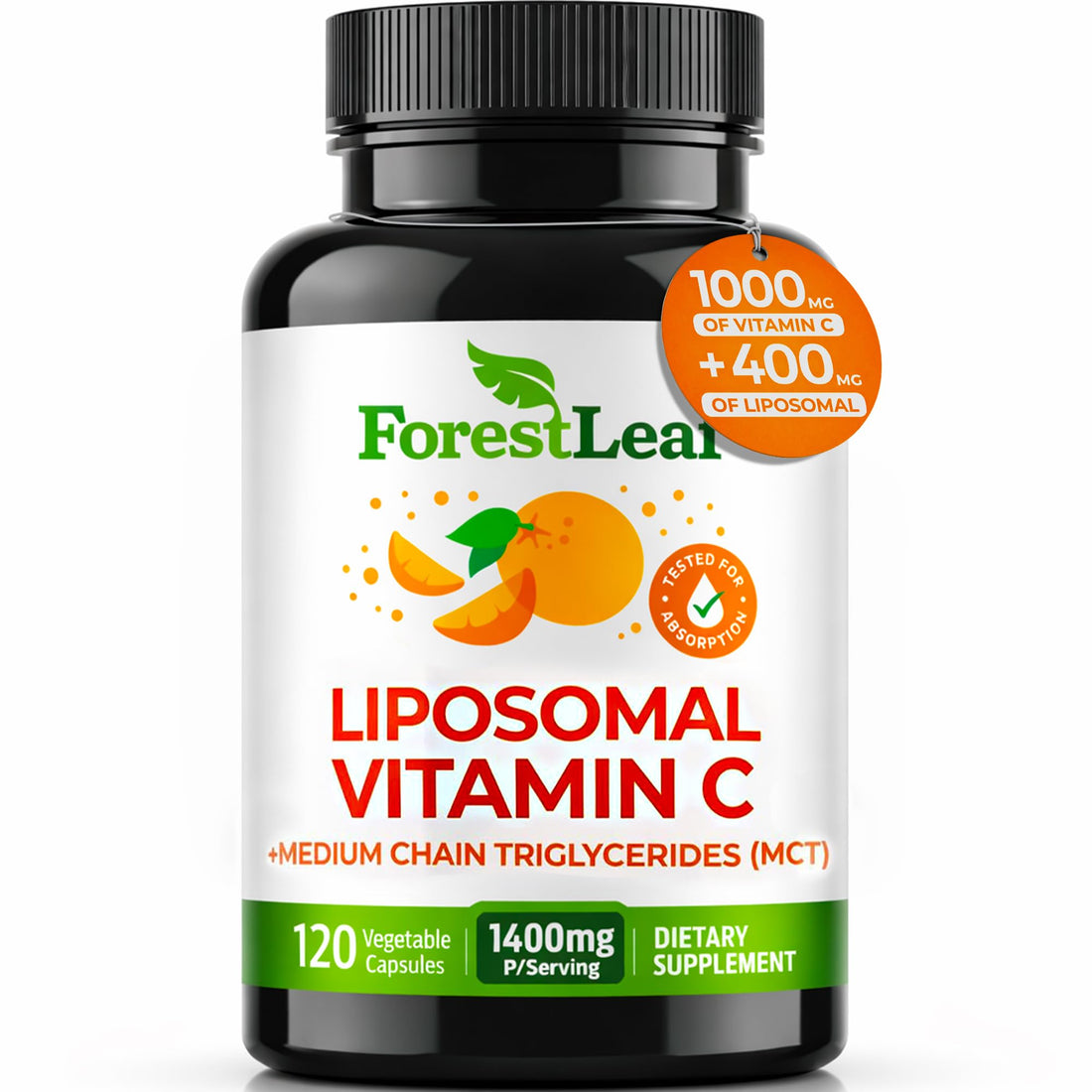 ForestLeaf Liposomal Vitamin C 1400mg Capsules | High Dose Vitamin C Liposomal Supplement w Coconut Oil Fatty Acids | Fast Absorption | Immune Support, - PrimeBioHealth - canada supplements