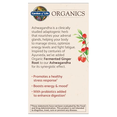 Garden of Life Organic Ashwagandha Supplement with Probiotics & Ginger - Stress, Mood & Energy Support, Vegan, Gluten Free - PrimeBioHealth - canada supplements
