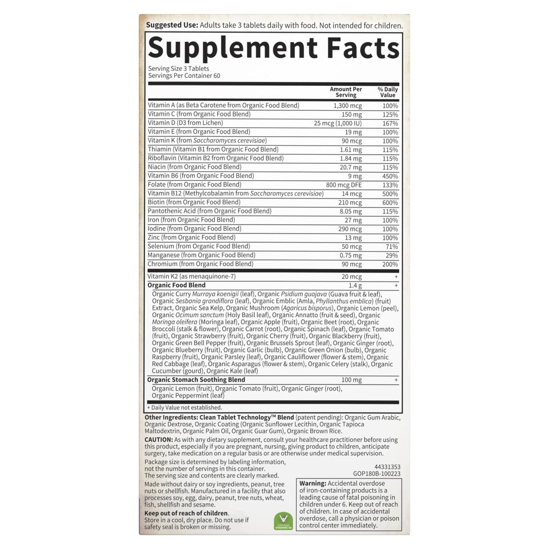 Garden of Life Organics Prenatal Multivitamin with Folate, B6, B12, D3 & Iron – Prenatal Vitamins for Women with Energy Metabolism Support for Healthy - PrimeBioHealth - canada supplements