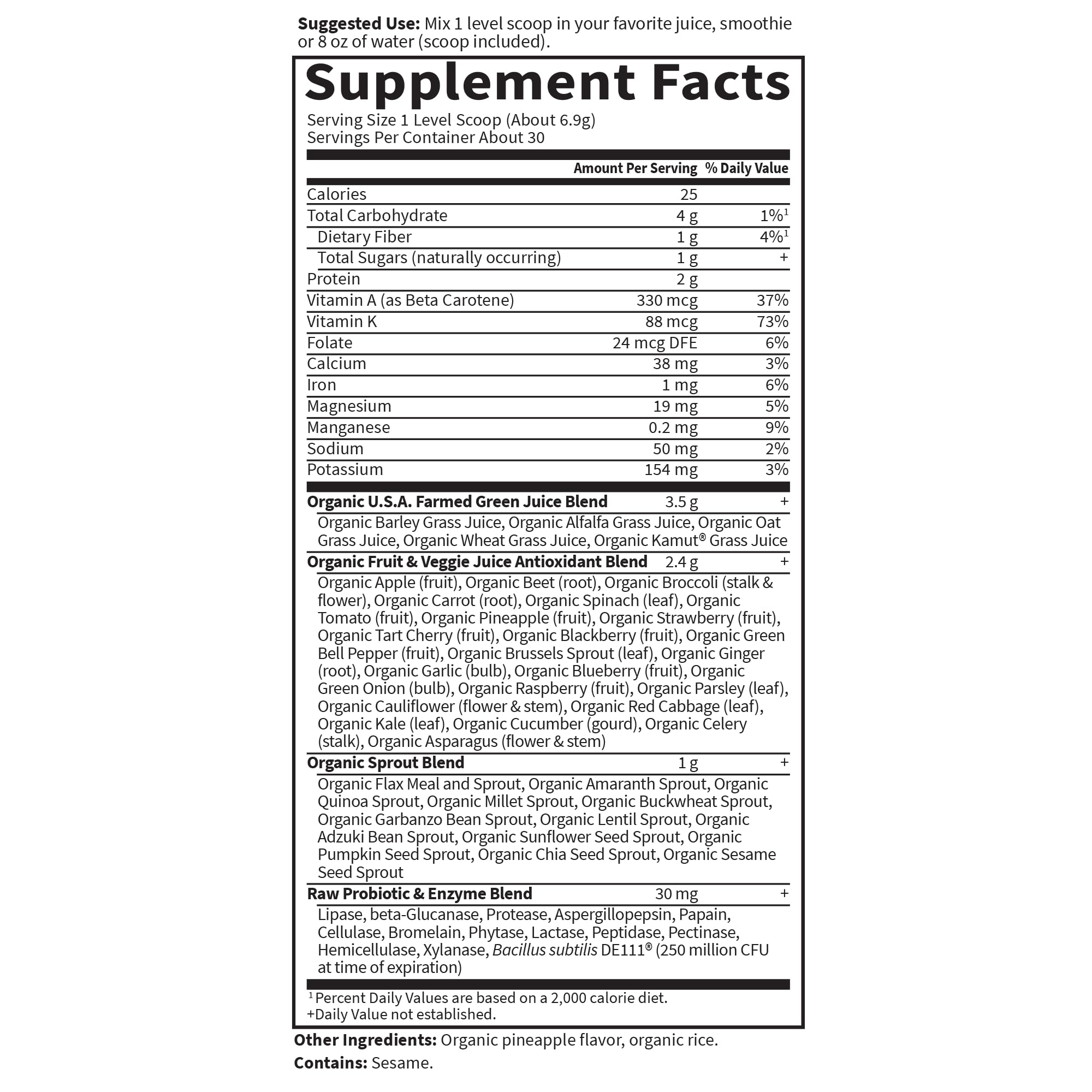 Garden of Life Raw Organic Perfect Food Green Superfood Juiced Greens Powder - Original Stevia-Free, 30 Servings, Non-GMO, Gluten Free Whole Food Dietary - PrimeBioHealth - canada supplements