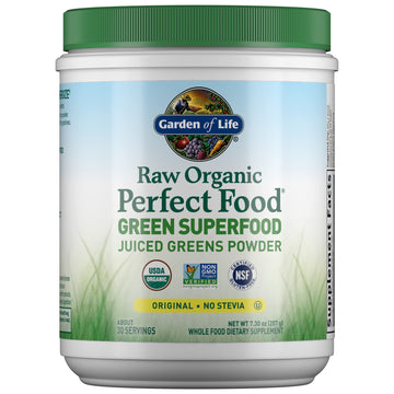 Garden of Life Raw Organic Perfect Food Green Superfood Juiced Greens Powder - Original Stevia-Free, 30 Servings, Non-GMO, Gluten Free Whole Food Dietary - PrimeBioHealth - canada supplements