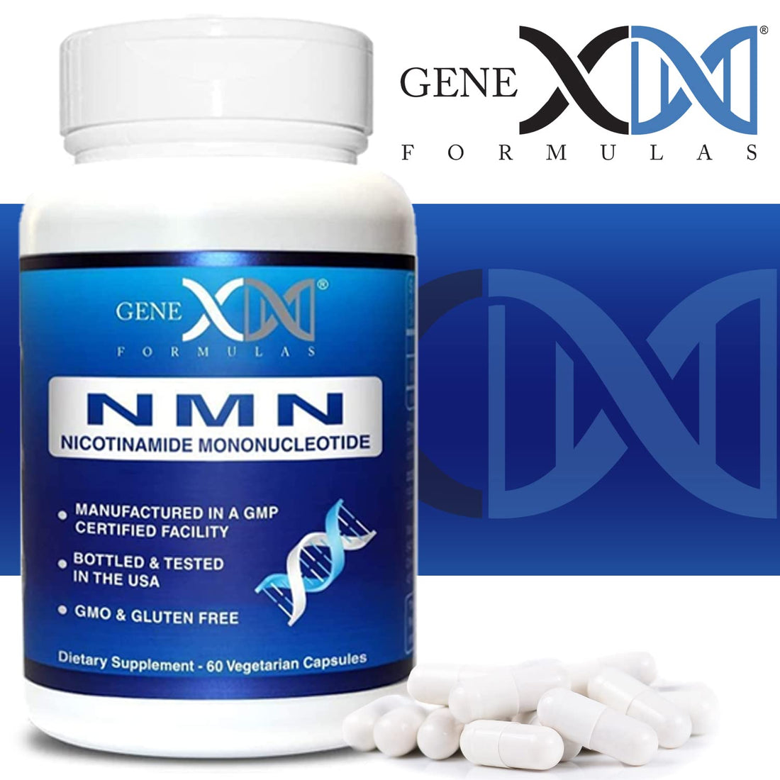 Genex Formulas NMN 250mg - Stabilized Form (60 Capsules), 99% Pure Supplement Capsules for Increased NAD Levels, DNA Repair - PrimeBioHealth - canada supplements