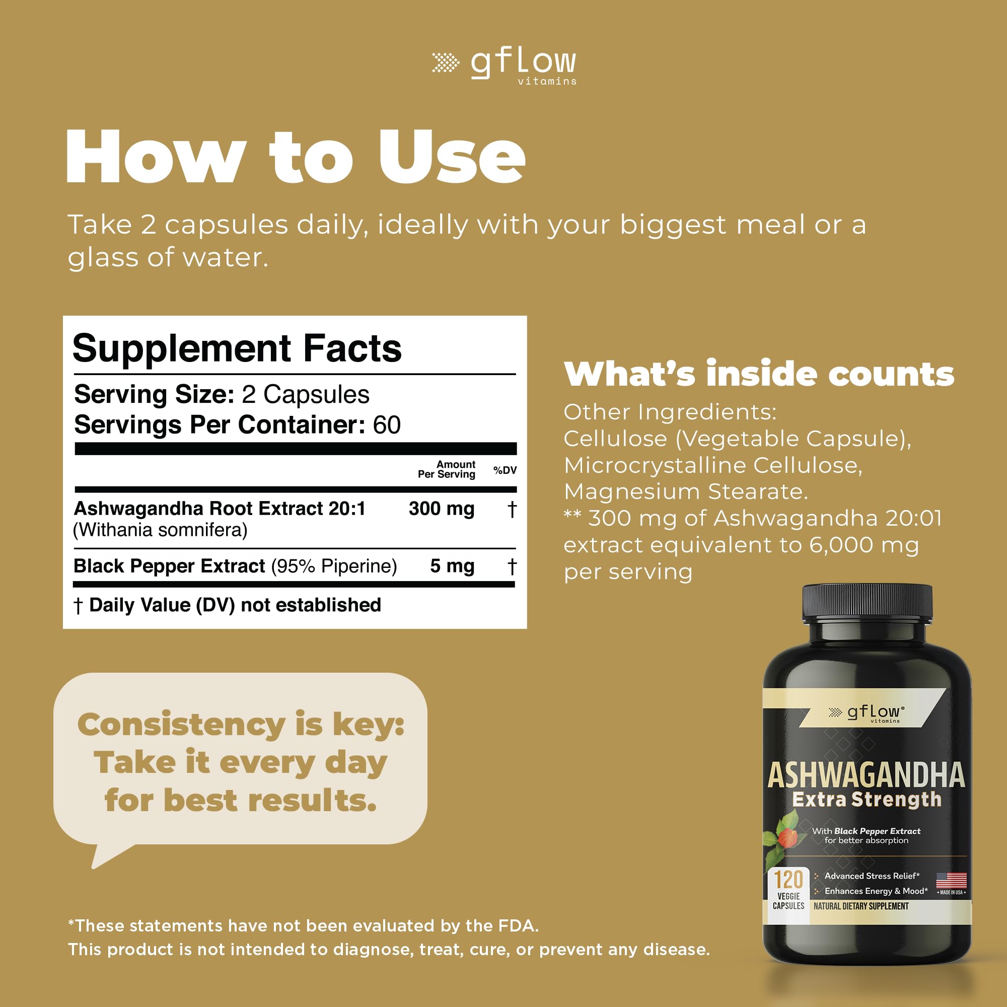 gflow vitamins Ashwagandha Supplements for Women and Men | Sleep, Mood and Energy Support | Extra Strength - PrimeBioHealth - canada supplements