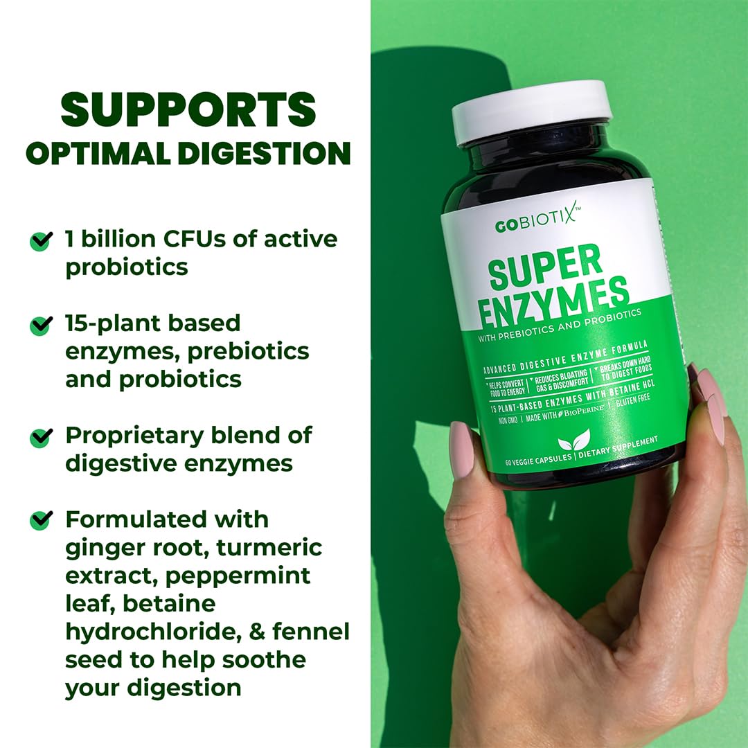 GoBiotix Digestive Enzymes Supplement with Prebiotics and Probiotics for Women and Men - Gut Health, Gluten Digestion, Lactose Absorption - PrimeBioHealth - canada supplements