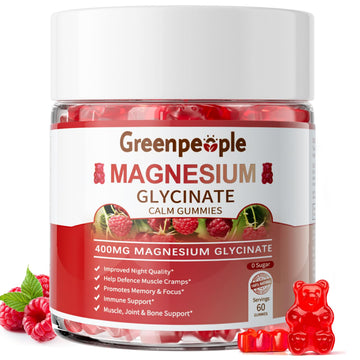 GREENPEOPLE Magnesium Glycinate Gummies 400mg - Sugar Free Magnesium Supplement with Magnesio Citrate, Vitamin D, and B6 for Calm Support & Sleep for Adults - PrimeBioHealth - canada supplements