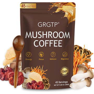 GRGTP Mushroom Coffee - Superfood Blend with 6 Adaptogens (Cordyceps, Lion's Mane, Reishi Other) | Jitter-Free Energy, Enhanced Focus, Digestion & Immunity Support | - PrimeBioHealth - canada supplements