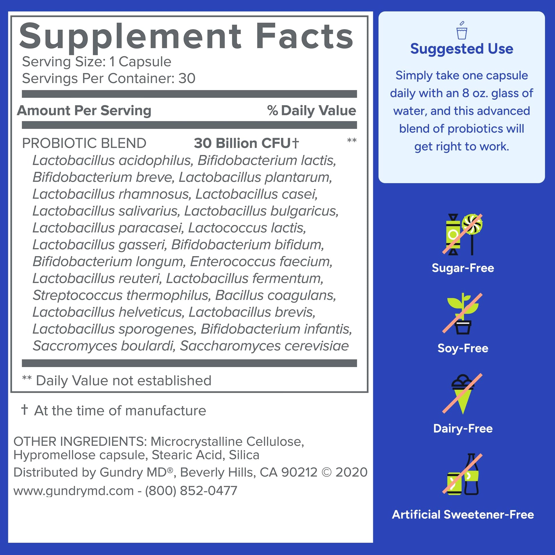 Gundry MD® 24 Strain Probiotic with 30 Billion CFUs, 30 Count - PrimeBioHealth - canada supplements