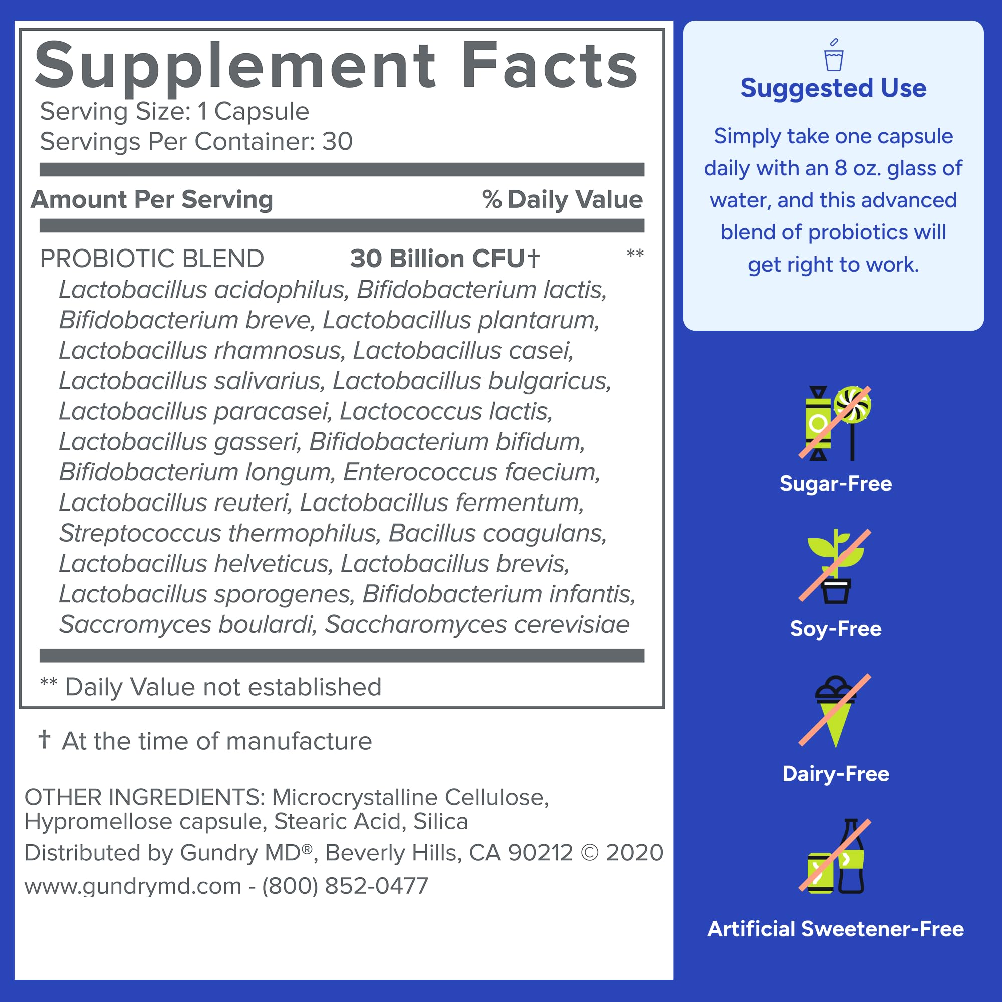 Gundry MD® 24 Strain Probiotic with 30 Billion CFUs, 30 Count - PrimeBioHealth - canada supplements
