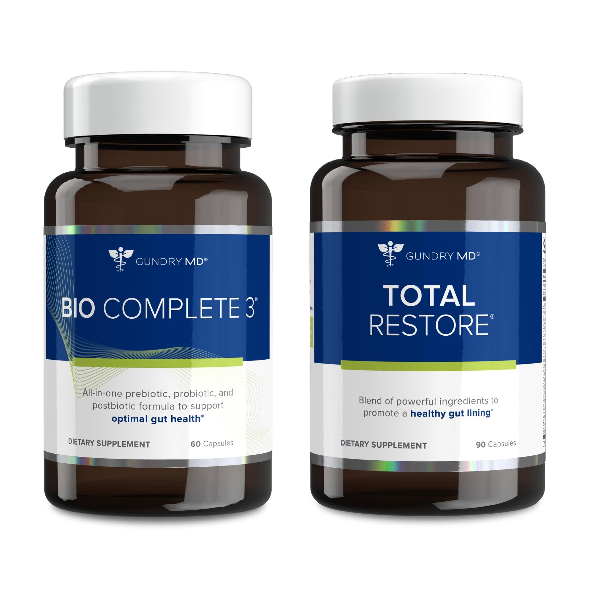 Gundry MD Bio Complete 3 and Total Restore Bundle - Prebiotic, Probiotic, Postbiotic to Support Optimal Gut Health - PrimeBioHealth - canada supplements
