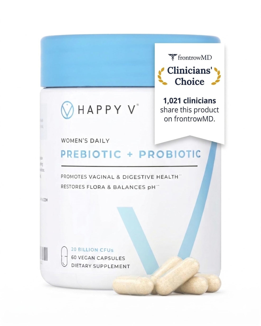 Happy V Dr. Formulated Vaginal Probiotics for Women Odor & Itch Support, Urinary & Gut Health, pH Balance | Womens Daily Probiotic - PrimeBioHealth - canada supplements
