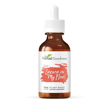 Herbal Goodness Secure in My Flow | Menstrual Support Supplements | Slow Flow Menstrual Supplements, Mood Support, Hormone Health, Aids Relaxation, Metabolic Support 2oz - PrimeBioHealth - canada supplements