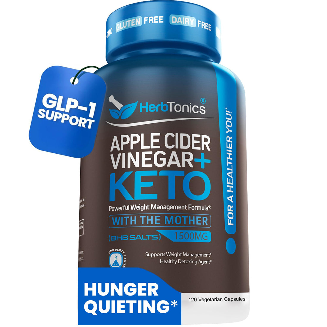 Herbtonics Apple Cider Vinegar + Keto BHB Capsules | Support for Appetite, Cravings & Weight Management | Metabolism Support with Satiety Support - PrimeBioHealth - canada supplements