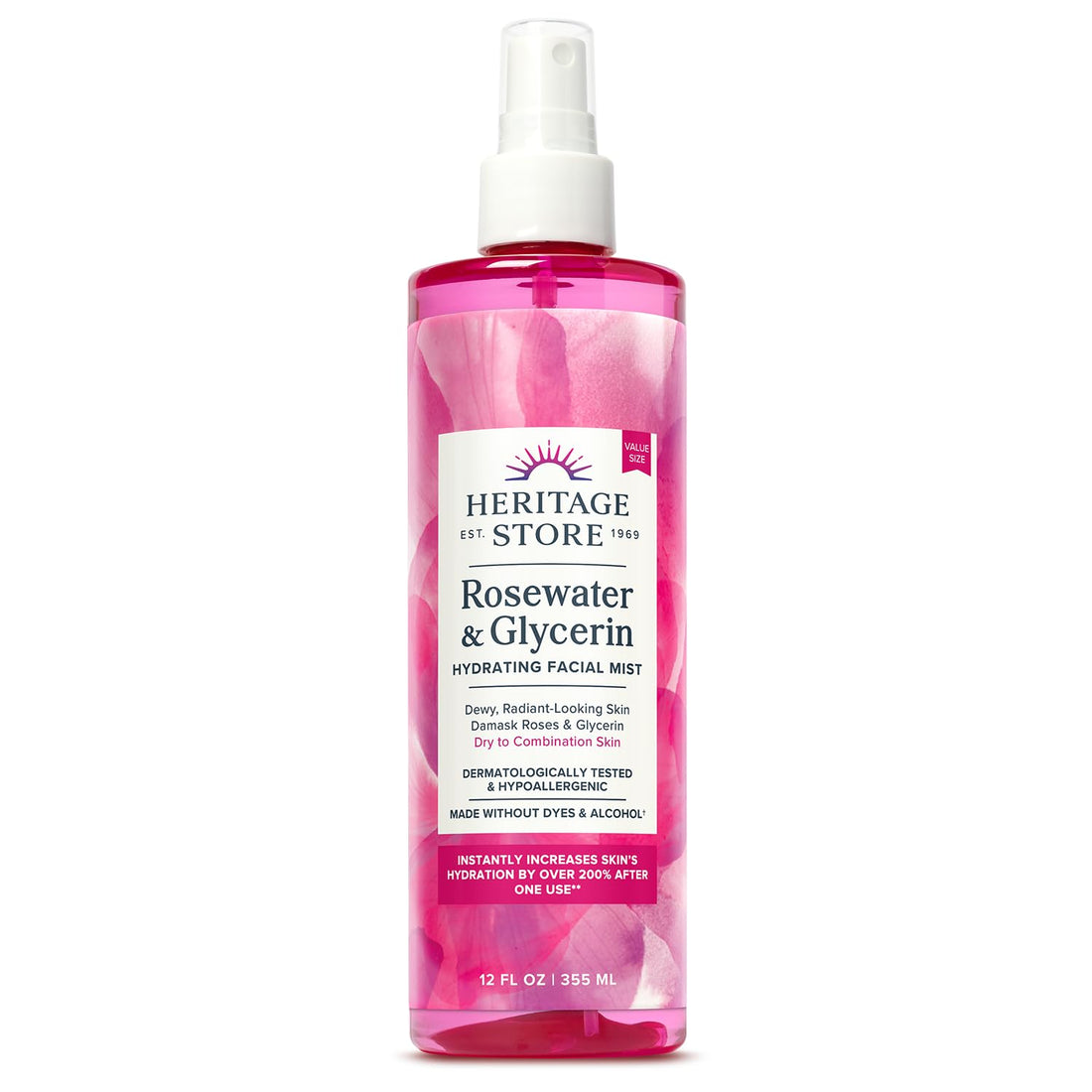 HERITAGE STORE Rosewater & Glycerin Hydrating Facial Mist - Dry Combination Skin Care - PrimeBioHealth - canada supplements