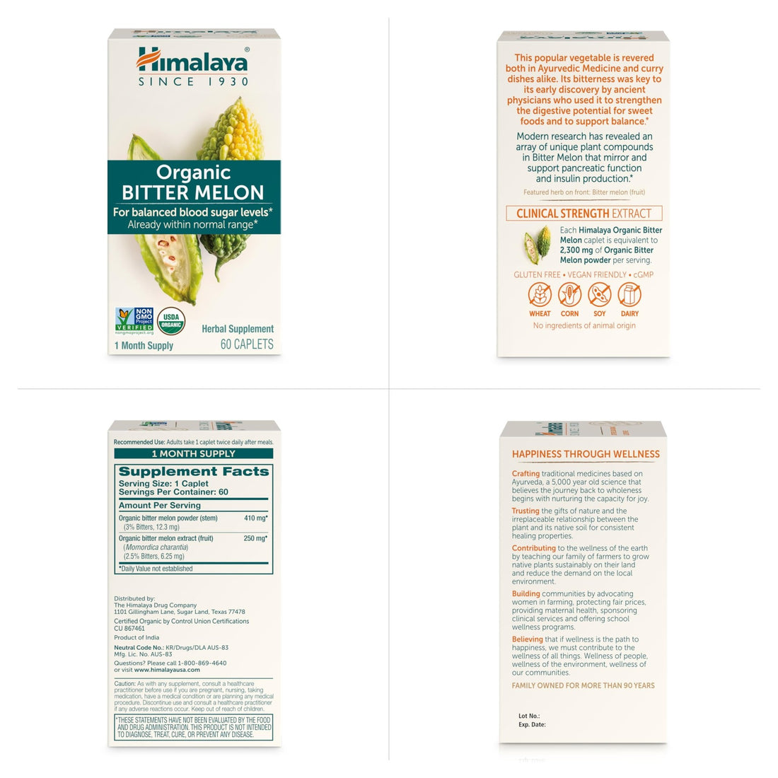 Himalaya Organic Bitter Melon - Herbal Glucose Metabolism Support - USDA Organic, Non-GMO, Vegan, Gluten Free - PrimeBioHealth - canada supplements