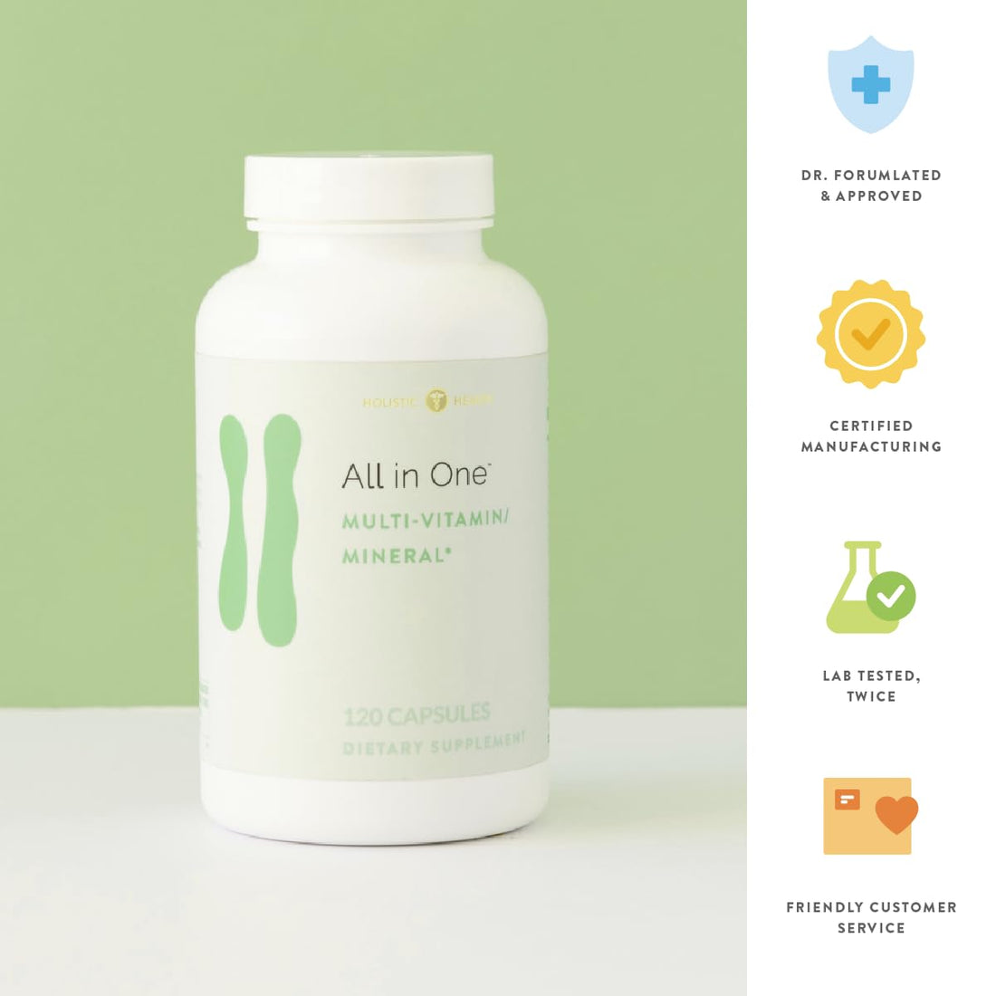 Holistic Health All in ONE Multi Vitamin and Mineral for Antioxidant Boost, Multi Minerals Supplement for Supporting Methylation - PrimeBioHealth - canada supplements