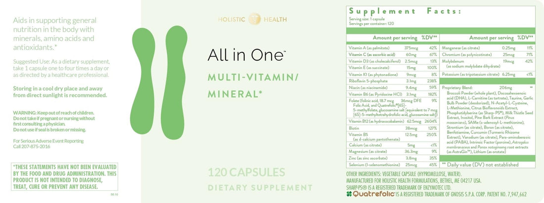 Holistic Health All in ONE Multi Vitamin and Mineral for Antioxidant Boost, Multi Minerals Supplement for Supporting Methylation - PrimeBioHealth - canada supplements