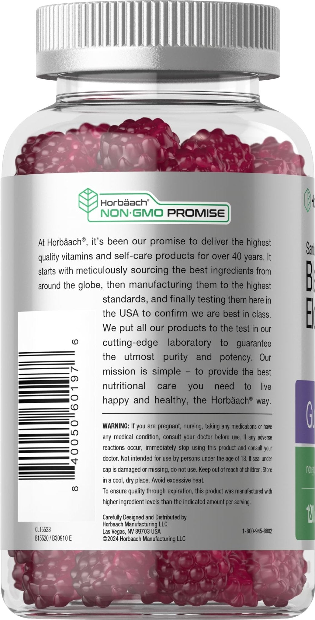 Horbaach Black Elderberry Gummies | 120 Count | Sambucus Extract | with Zinc and Vitamin C | Berry Flavor | Vegan, Non-GMO - PrimeBioHealth - canada supplements