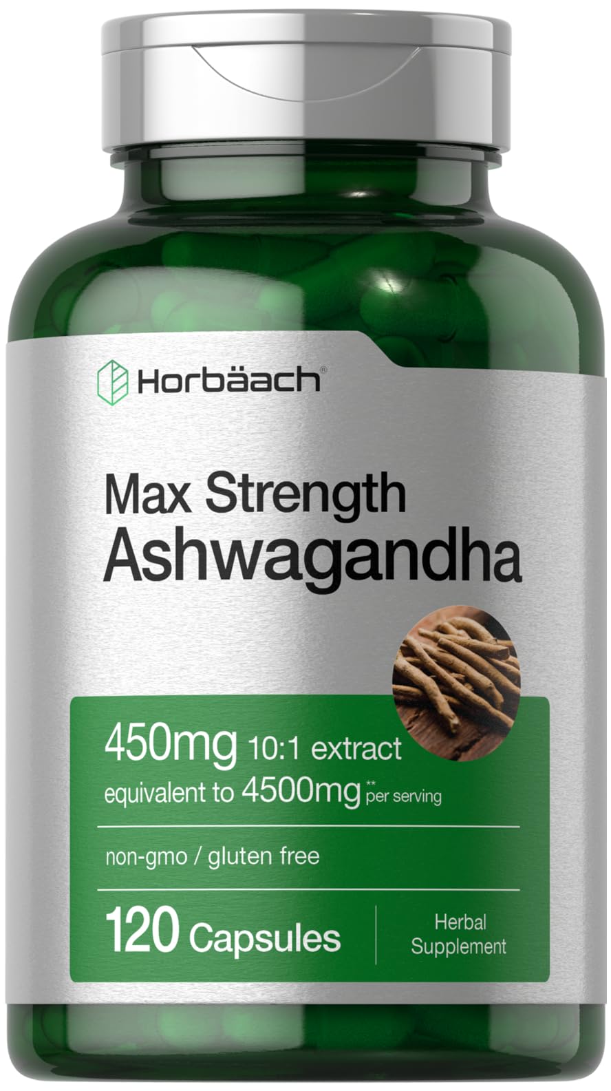 Horbäach Ashwagandha Supplement | Max Strength | 120 Capsules | Non-GMO, Gluten Free - PrimeBioHealth - canada supplements