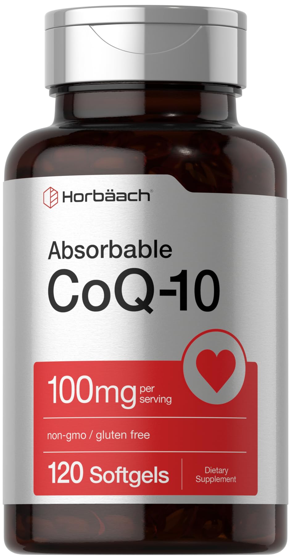Horbäach CoQ10 100mg Softgels | 120 Count | Non-GMO and Gluten Free Supplement - PrimeBioHealth - canada supplements