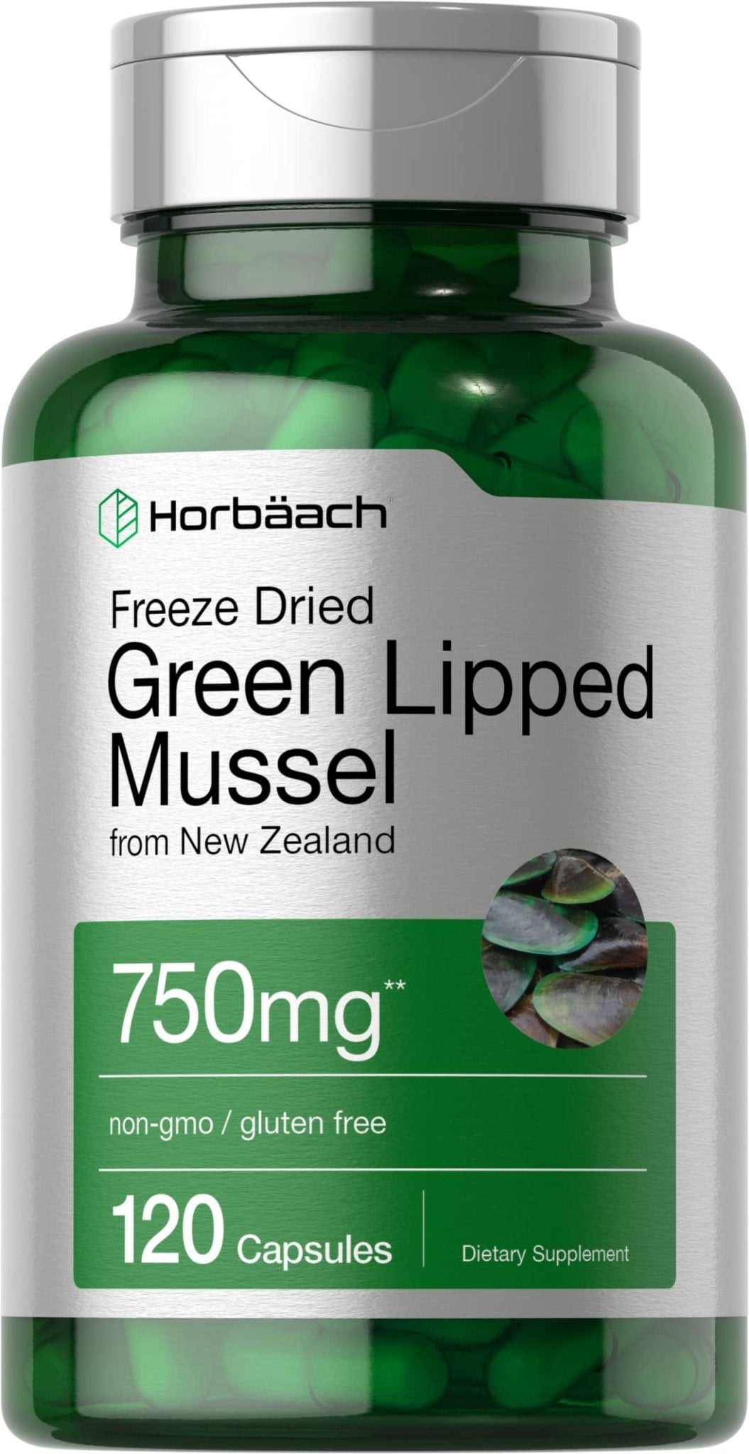 Horbäach Green Lipped Mussel |120 Capsules | from New Zealand | Premium Freeze Dried Mussel Powder - PrimeBioHealth - canada supplements