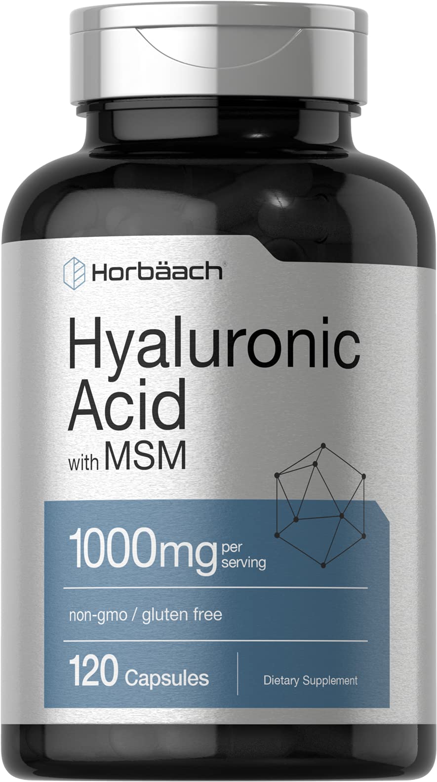 Horbäach Hyaluronic Acid with MSM | 1000 mg | 120 Capsules | Non-GMO and Gluten Free Supplement | Bioavailable Formula - PrimeBioHealth - canada supplements