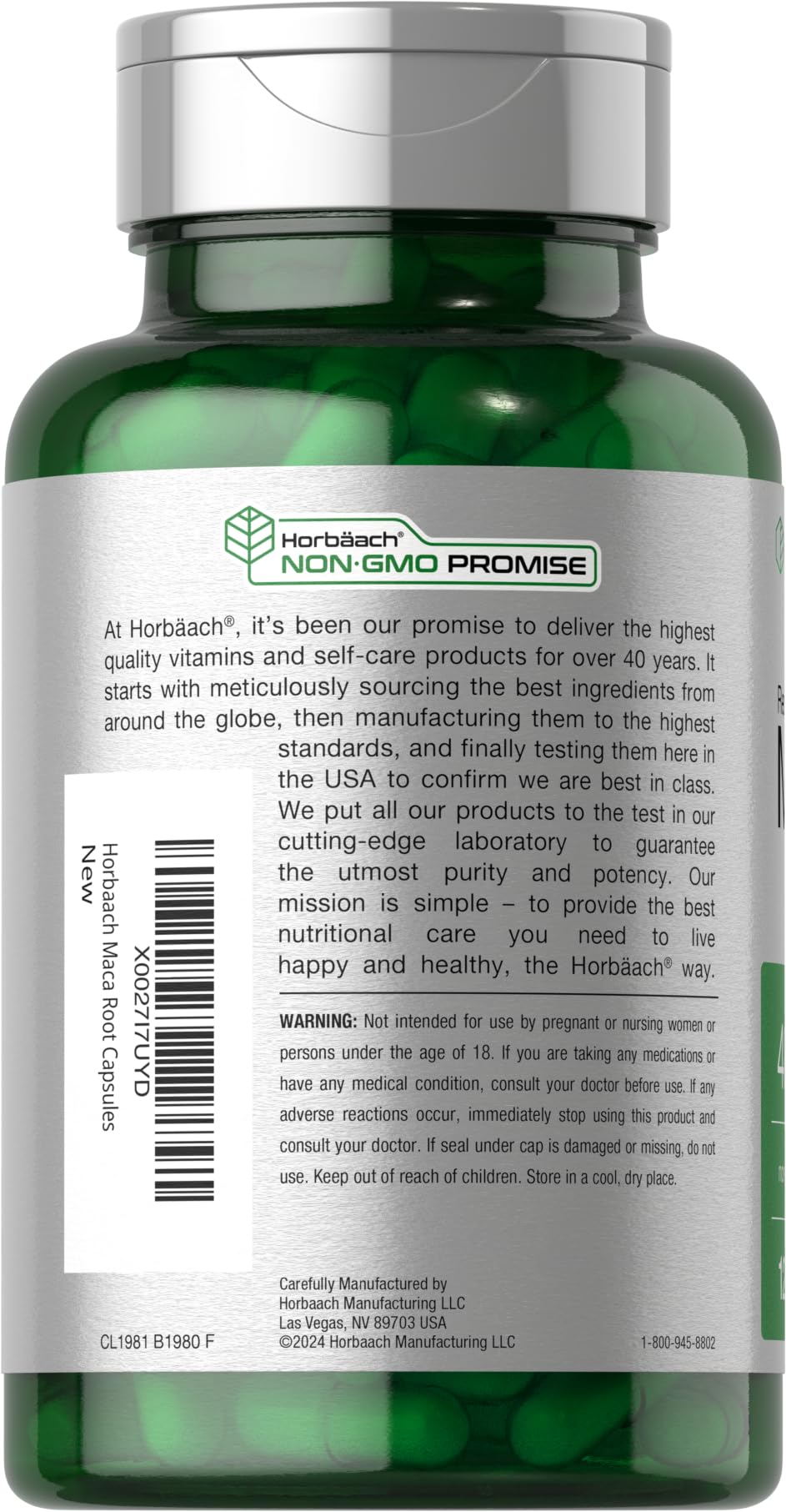 Horbäach Maca Root Capsules for Men and Women | 120 Pills | High Potency Extract | Non-GMO and Gluten Free Formula - PrimeBioHealth - canada supplements