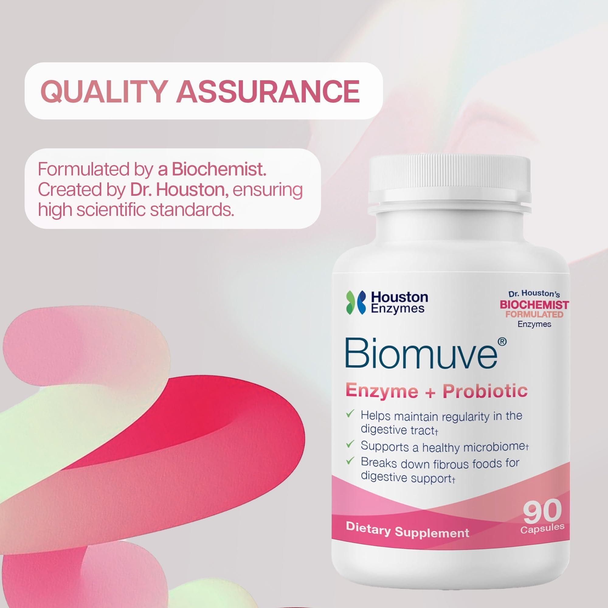 Houston Enzymes Biomuve – 120 Capsules | Professionally Formulated to Maintain Regularity & Healthy Bowel Movements | Unique Combination of Enzymes - PrimeBioHealth - canada supplements