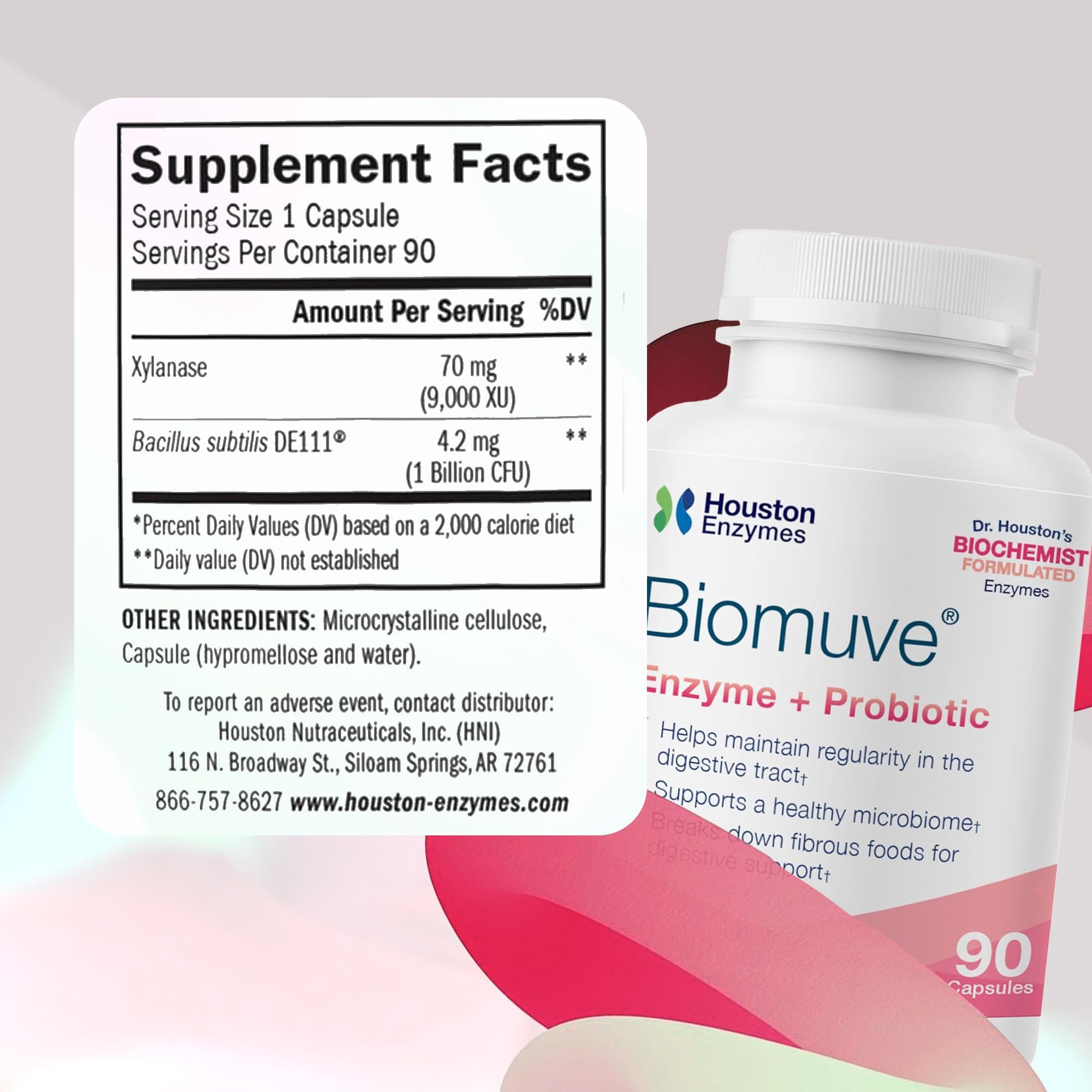 Houston Enzymes Biomuve – 120 Capsules | Professionally Formulated to Maintain Regularity & Healthy Bowel Movements | Unique Combination of Enzymes - PrimeBioHealth - canada supplements