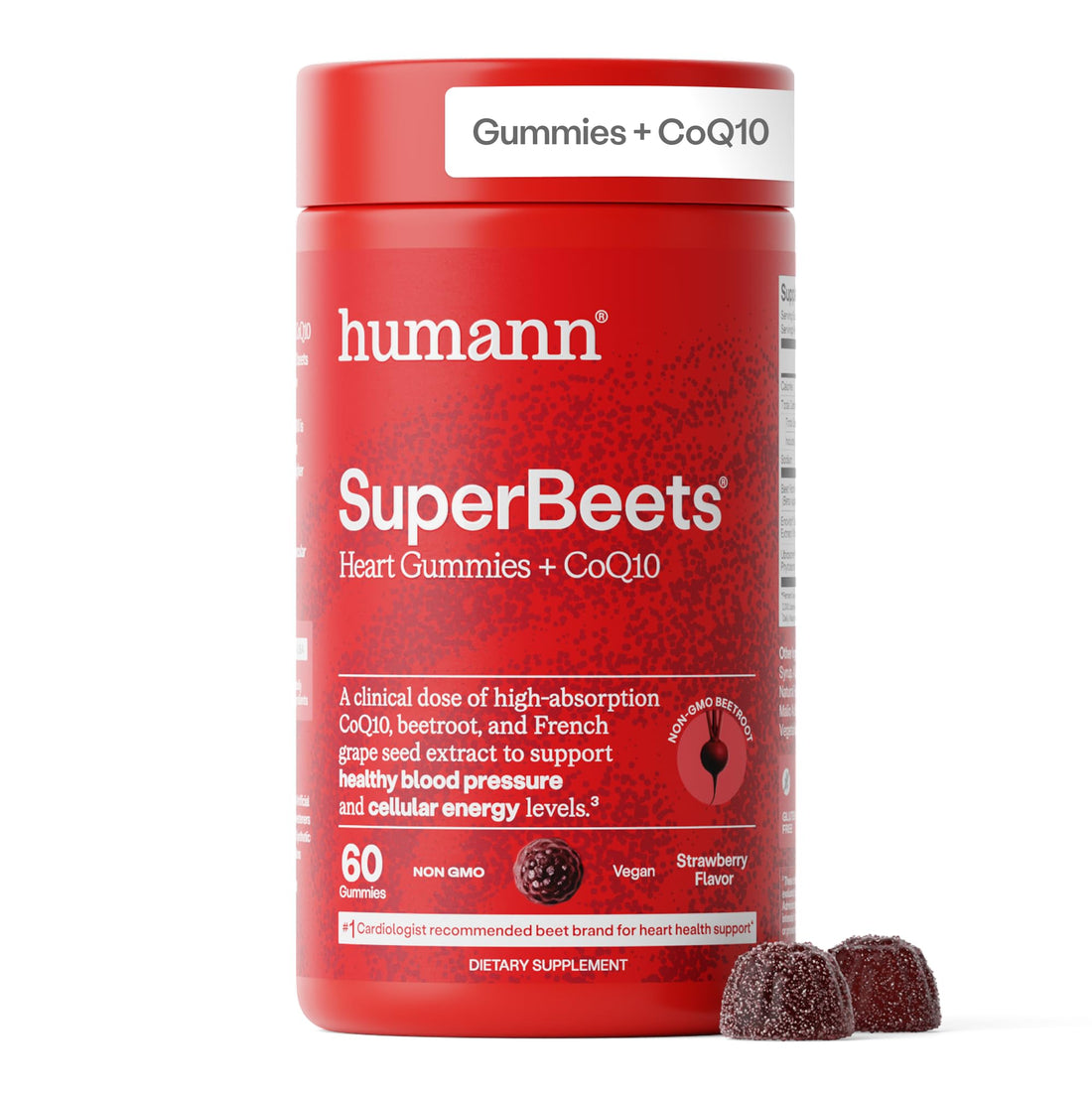 Humann SuperBeets 3-in-1 Heart Gummies - 3x Absorption CoQ10 - Plus Beetroot Extract & Grape Seed Extract for Advanced Heart Health, Cellular Energy & Circulation Support - PrimeBioHealth - canada supplements