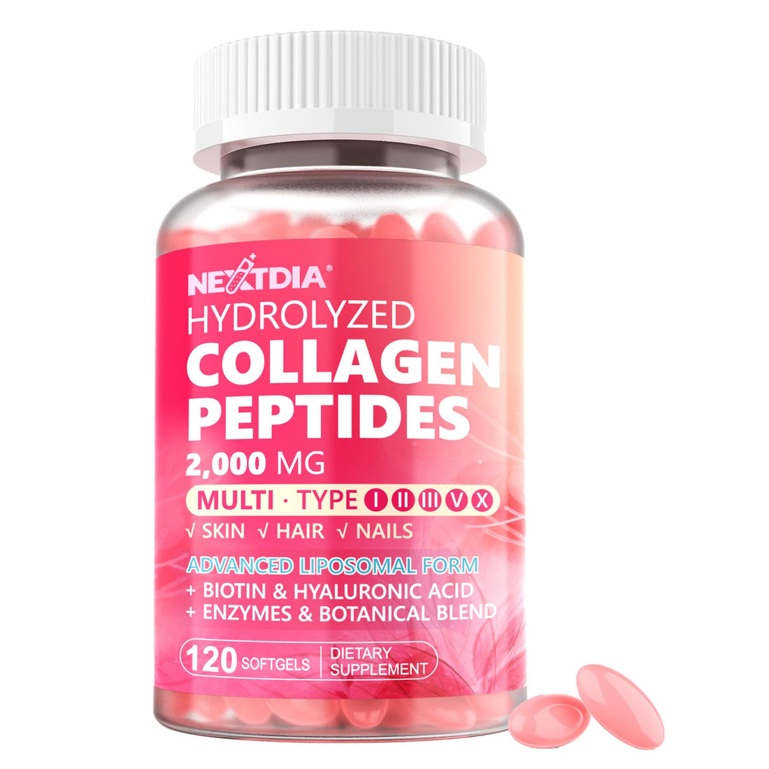 Hydrolyzed Collagen Peptides Pills for Women 2000mg Liposomal Form Type I, II, III, V, X for Optimal Absorption, Multi Collagen Softgels, Collagen Supplements - PrimeBioHealth - canada supplements