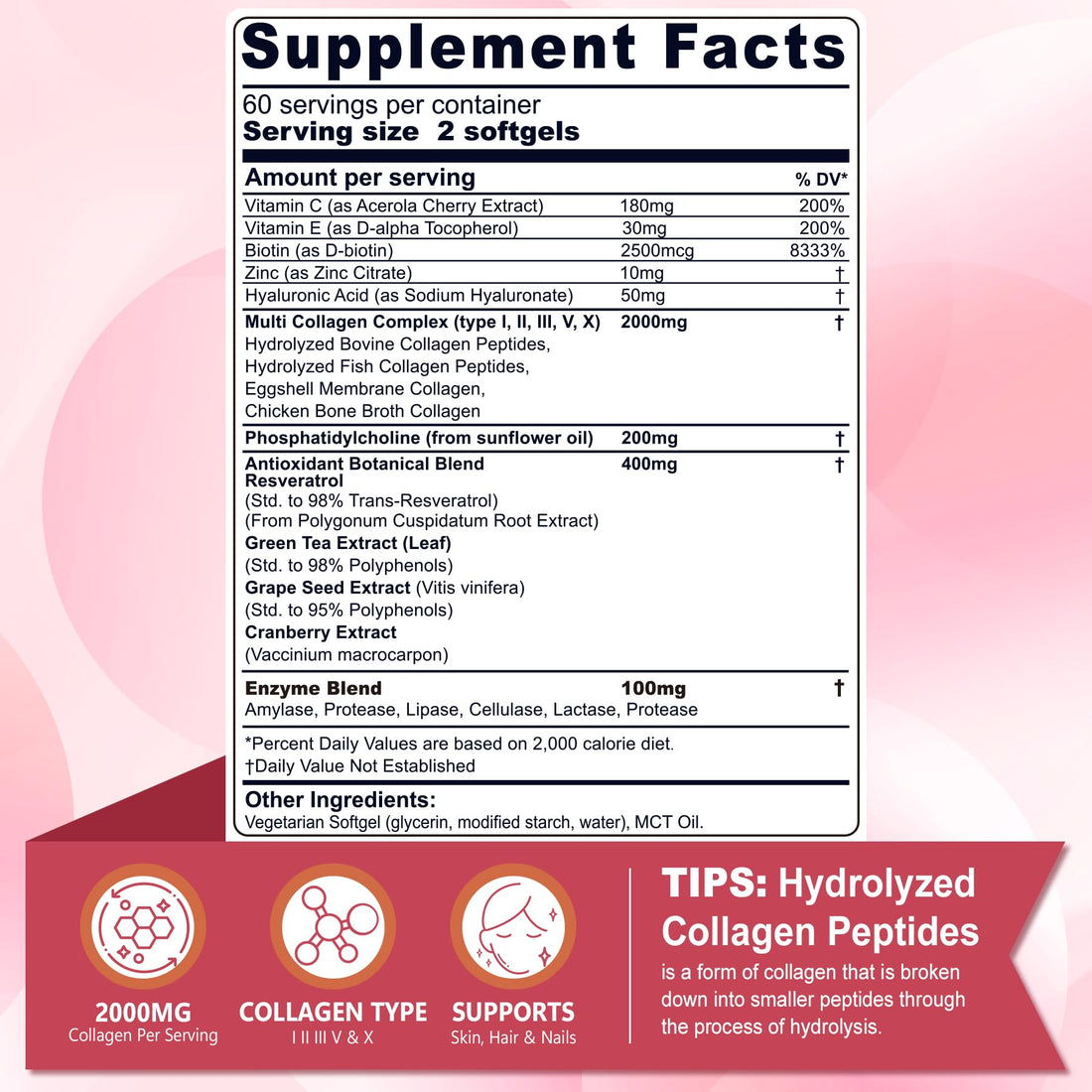 Hydrolyzed Collagen Peptides Pills for Women 2000mg Liposomal Form Type I, II, III, V, X for Optimal Absorption, Multi Collagen Softgels, Collagen Supplements - PrimeBioHealth - canada supplements