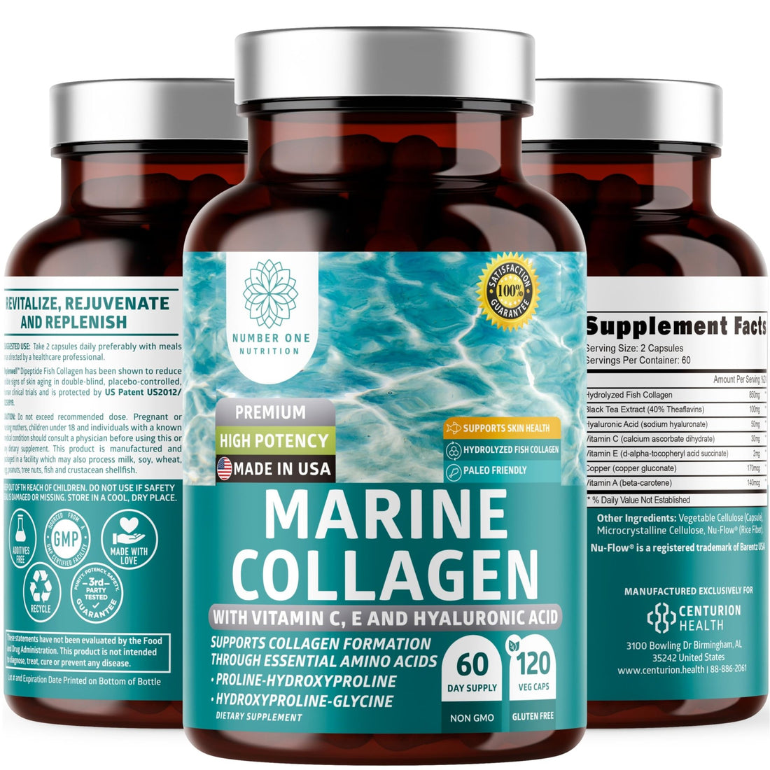 Hydrolyzed Marine Collagen with Hyaluronic Acid, Vitamin C, Theaflavin and Copper, Collagen Supplement for Women and Men for Radiant Skin, Hair & Nails, - PrimeBioHealth - canada supplements