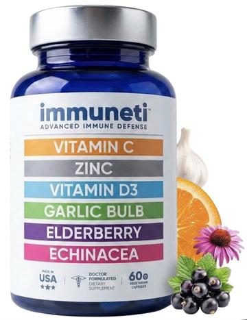 Immuneti Advanced Immune Support – Doctor Formulated 6-in-1 Daily Immunity Supplement – Made in USA – With Vitamin C, D3, Zinc, Elderberry - PrimeBioHealth - canada supplements