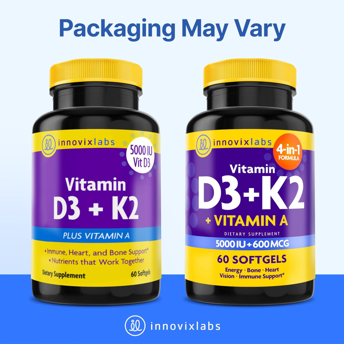 InnovixLabs Vitamin D3 K2-5000 IU Vitamin D3 Plus 600 mcg Vitamin K2 MK4 and MK7 for Max Calcium Absorption, Supports Bone, Immune, Heart Health - PrimeBioHealth - canada supplements