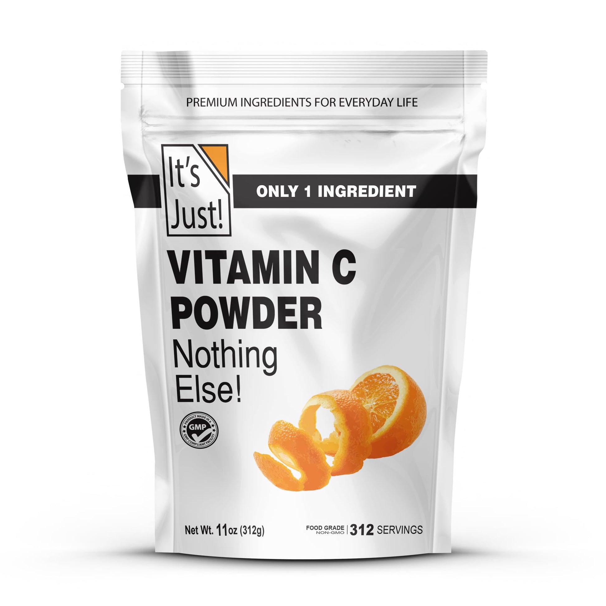 It's Just! - Vitamin C Powder, 100% Pure L-Ascorbic Acid, Food Grade, Immune Support, Homemade Cosmetics (11oz) - PrimeBioHealth - canada supplements