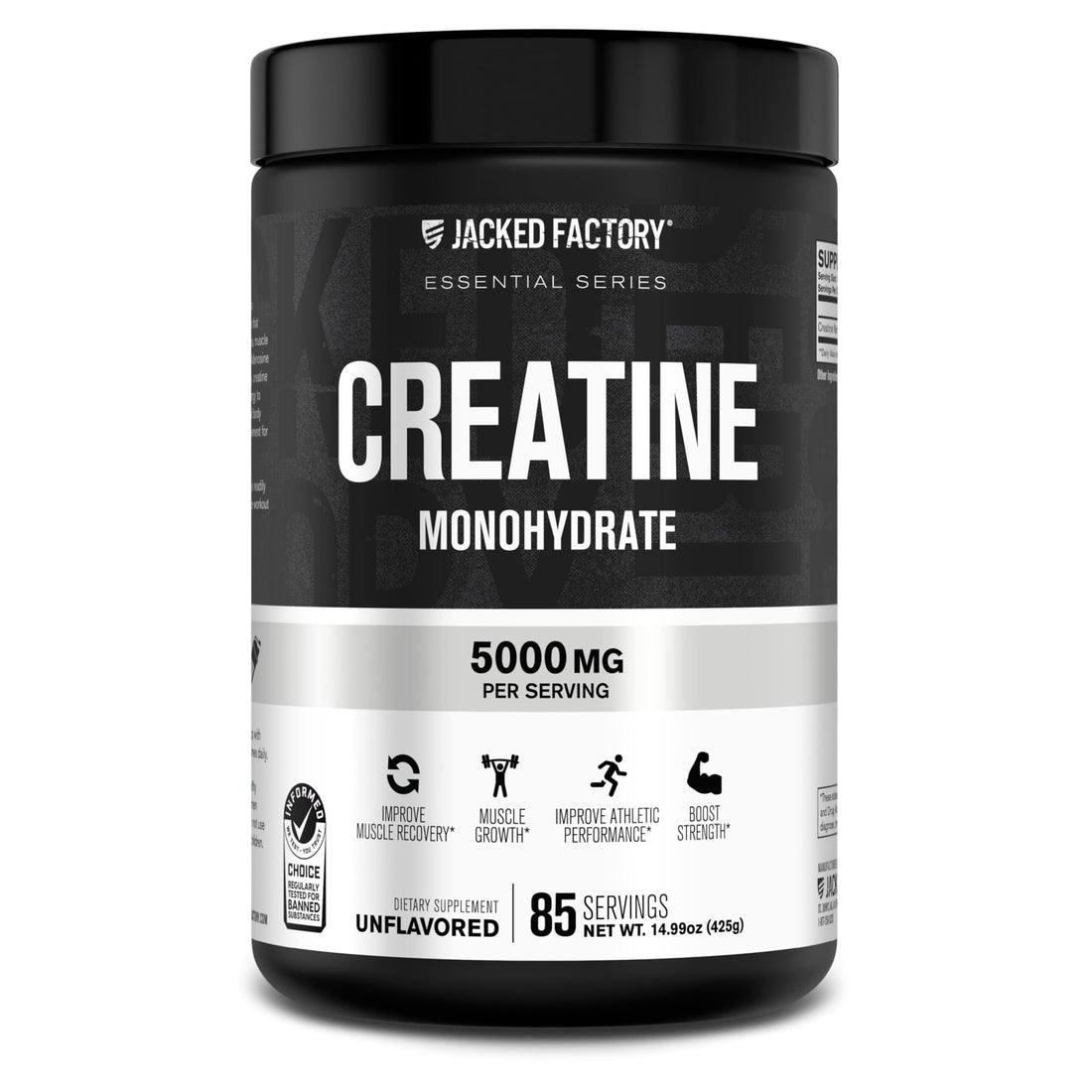 Jacked Factory Creatine Monohydrate Powder 425g - 5g Daily Creatine Supplement for Men and Women, Vegan-Friendly - PrimeBioHealth - canada supplements