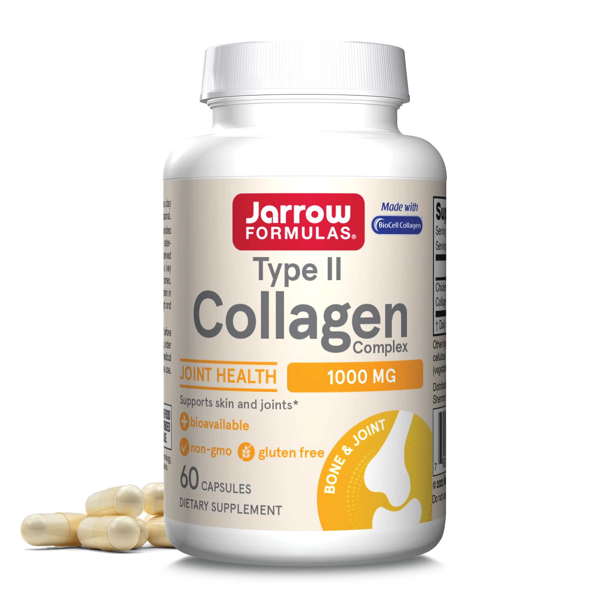 Jarrow Formulas® Type II Collagen Complex 1000 mg Supplements, Supports Skin and Joint Health, 60 Capsules, 30 Day Supply - PrimeBioHealth - canada supplements