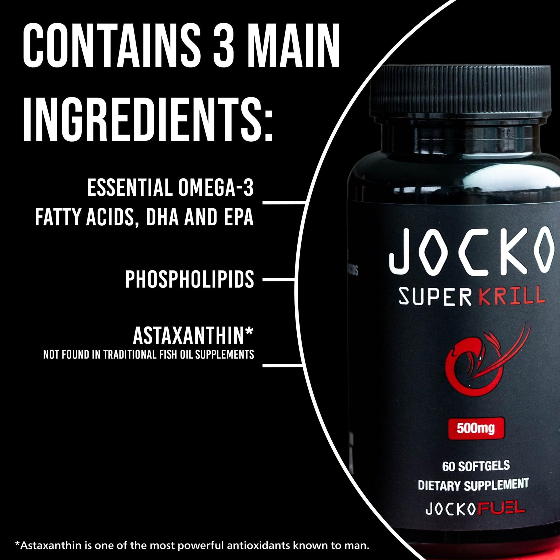 Jocko Fuel Antarctic Krill Oil Omega 3 Fatty Acid Supplements DHA & EPA - 1000mg Softgels - Supports Joints, Mobility - PrimeBioHealth - canada supplements